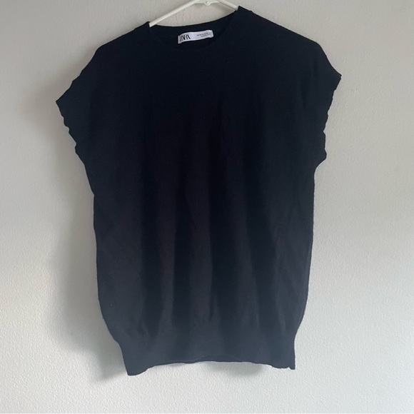 Zara black short sleeve 100% wool sweater - Picture 1 of 6